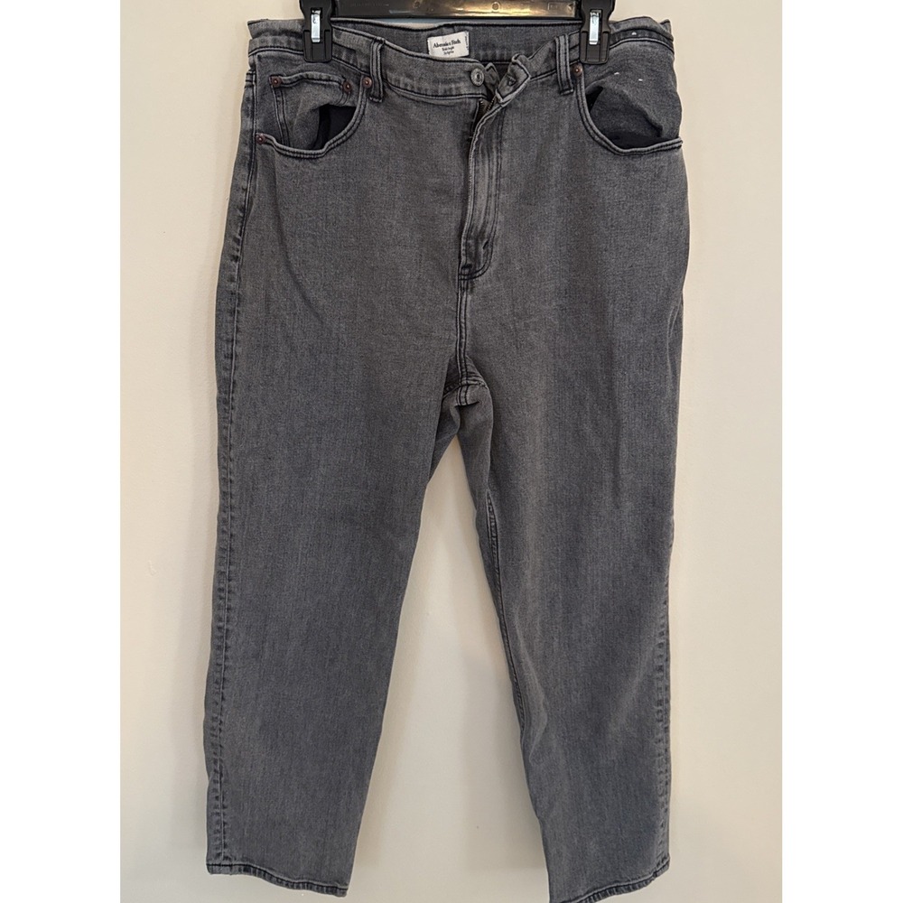Abercrombie & Fitch The Ankle Straight High Rise Black Denim Jeans Womens 33/16R